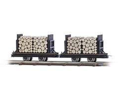 12211 - dva plošinové vozíky s nákladem kulatiny