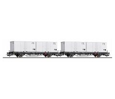 70056 - Set dvou 2.osých vozů Post aa-t/12,8 DR ložených 20' kontejnery