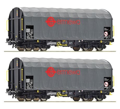 76039 - Set 4. osých vozů na přepravu plechových svitků s plachtou Shimmns Ermewa