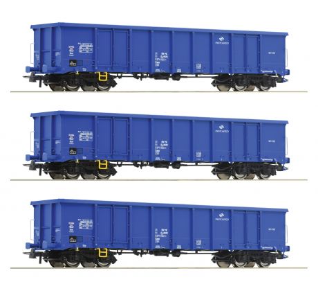 6600100 - set se třemi 4-nápravovými otevřenými nákladními vozy typu Eaons PKP Cargo