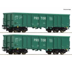 77032- set se dvěmi 4-nápravovými otevřenými nákladními vozy typu Eaos PL-PROTOR