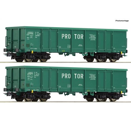 77032- set se dvěmi 4-nápravovými otevřenými nákladními vozy typu Eaos PL-PROTOR