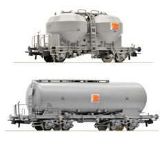 77038 - Set dvou vozů na přepravu cementu, 2.osý Ucs a 4. osý Uaces SBB-CFF