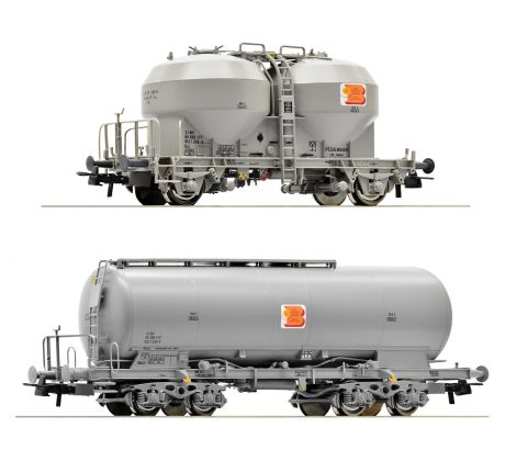 77038 - Set dvou vozů na přepravu cementu, 2.osý Ucs a 4. osý Uaces SBB-CFF