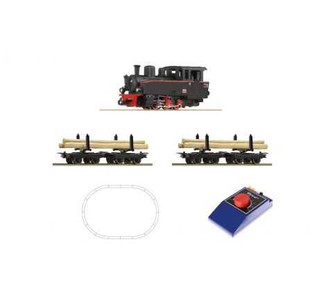 31030 - H0e Analog Start Set: Parní lokomotiva s opleny se dřevem