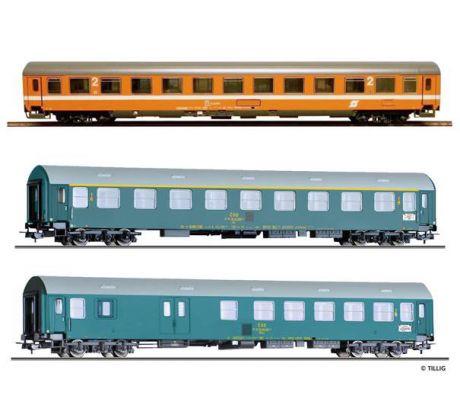 501764 - Třídílný set rychlíku Vindobona díl 2 - vozy BDs ČSD, Aa ČSD a Bmz ÖBB