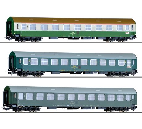 501755 - Třídílný set rychlíku Vindobona díl 1 - vozy Bm ČSD, A DR a B DR