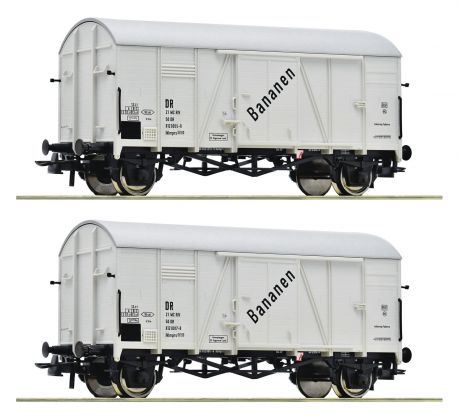 77027 - dvojice zavřených vozů  Iklmprs/Iklmps DR pro přepravu banánů