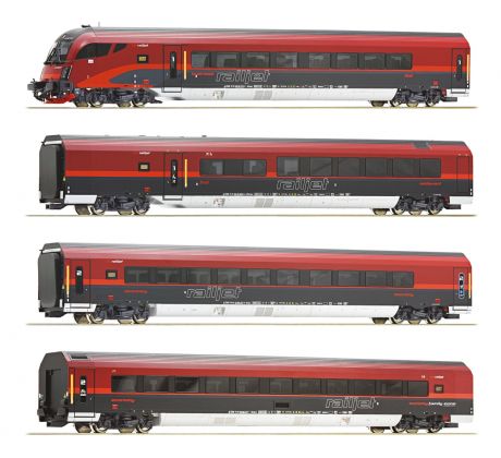 74038 - 4-dílný set rychlíkových vozů Railjet ÖBB, DCC, osvětlení