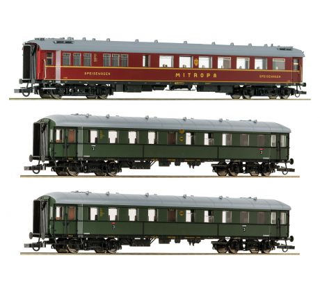 6200057 - Historická třívozová souprava č. 2, s osobními vozy C4ü a jídelním vozem WR4ü DRG
