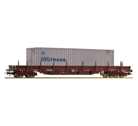 6600032 - 4. osý plošinový vůz Res DR, ložený 40´kontejnerem Deutrans