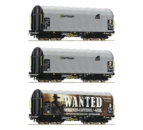 76054 - Set 4. osých vozů na přepravu plechových svitků s plachtou Shimmns Captrain