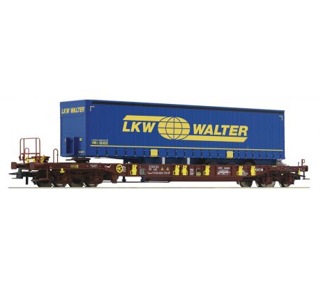 76221 - 4. osý kapsový vůz Sdgmns 33 Ahaus-Alstätter Eisenbahn AG, ložený návěsem Walter
