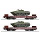 70058 - Set dvou plošinových vozů ložených tanky BMP-1 „NVA“ Rmms 3960 DR