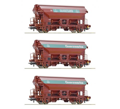 77052 - Set tří samovýsypných vozů Tdgs  DB „Quarzwerke‟