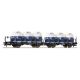 6600053 - Set dvou 2.osých plošinových vozů s výměnnými nástavbami BTs30 Laabkkmms DB