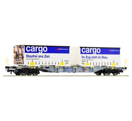 6600028 - 4. osý kapsový vůz Sgnss D-AAC, ložený výměnnými nástavbami SBB Cargo