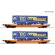 6600064 - Set dvou 4. osých kapsových vozů Sdgnss/T5 Wascosa, ložený návěsy Spedition LKW Walter
