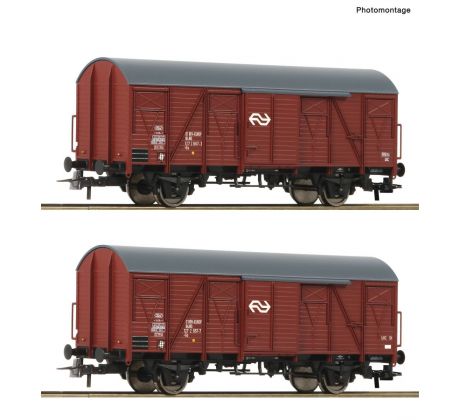 6600151 - Set se dvěma 2-nápravovými uzavřenými vozy typu Gs NS