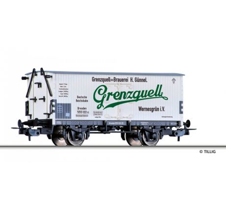 77069 - 2-osý chladící vůz Dresden 555 122 DRG „Brauerei Grenzquell“