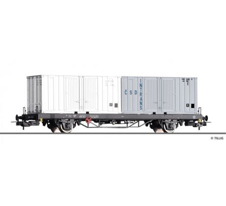 77073 - 2-osý vůz Lgkks 4444 DR ložených 20' kontejnery DR a ČSD