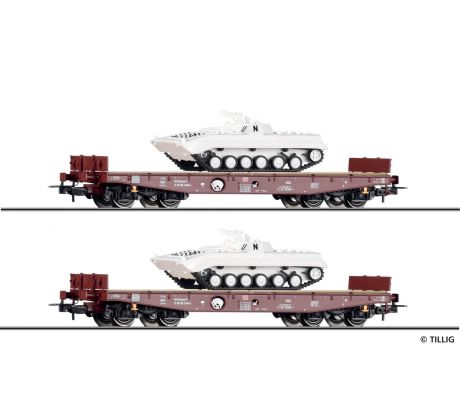 70072 - Set dvou plošinových vozů Rmms 662 DB AG, ložených BMP-1 UNPROFOR