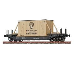 47917 - 4.osý hlubinový vůz typu Ja BBÖ ložený bednou „Wiener Lokomotivfabrik“