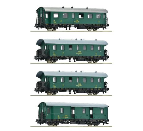 6200088 - Souprava se třemi osobními vozy a zavazadlovým vozem (ex DRG 'Donnerbüchsen') ČSD