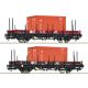 6600076 - Set dvo 2-osých plošinových vozů s klanicemi loženými kontejnery