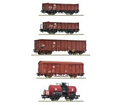6600126 - Souprava nákladního vlaku s pěti různými vozy MÁV