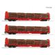 6600318 - Třívozový set klanicových vozů Rnoos OnRail GmbH se dřevem