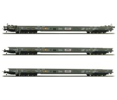6600092 - Set ze tří 8-nápravových nízkopodlažních vozů pro přepravu nákladních automobilů a návěsů ROLA HUPAC.