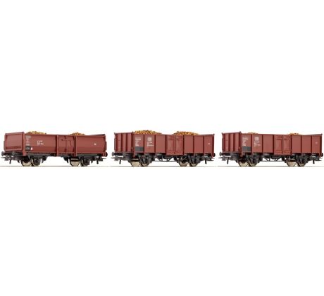 67175 - 3-vozový set 2-osých uhláků s nákladem řepy, DB
