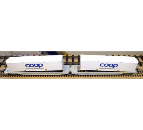 67385 - Dvojdílný kloubový 6-osý kapsový vůz s nákladem návěsů COOP, AAE